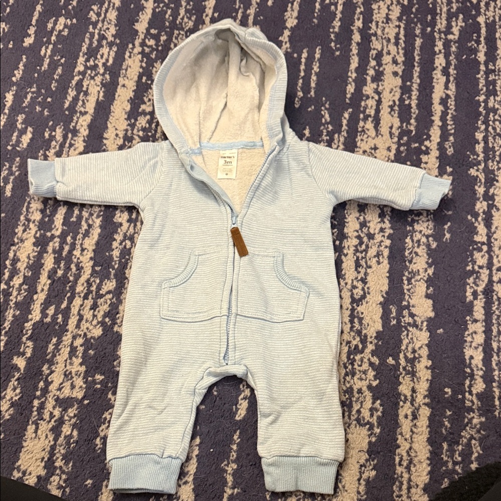 Carter's Light Blue Hooded Footie